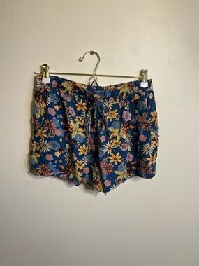 Lotus & Luna Floral Drawstring Women’s Shorts - Navy Blue
